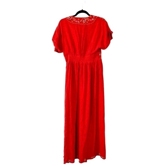 NWT FREE PEOPLE Maisley Embroidered Boho Maxi Dress Burnt Orange Small - Picture 3 of 10